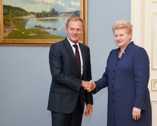 Prezidentė Dalia Grybauskaitė susitiko su Europos Vadovų Tarybos Pirmininku Donaldu Tusku. Nuotr. iš lrp.lt