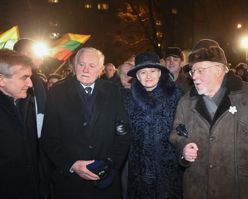 Prezidentė Dalia Grybauskaitė 26-ųjų Sausio 13-osios metinių proga atidengė specialų memorialą, skirtą šalies Laisvės gynėjams pagerbti. Nuotr. iš lrp.lt 