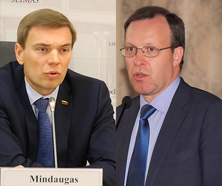 Seimo nariai Mindaugas Puidokas ir Naglis Puteikis reikalauja reikalauja pripažinti neteisėtu Lietuvos Seimo balsavimą dėl Jungtinių Tautų Migracijos pakto. KK nuotr. 