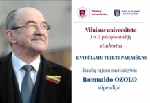 Vilniaus universiteto studentams Romualdo Ozolo stipendiją įsteigė Šiaulių rajono savivaldybė