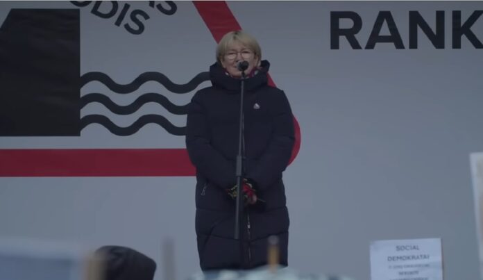 Eglė Bučelytė. Mitingo stop kadras